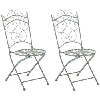 Juego De 2 Sillas Para Jardín Indra Plegables Metal Verde Antiguo 50x40x92 Cm Clp