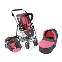 cochecito de munecas 3 in 1emotion gris-pink