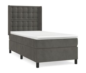Cama box spring con colchón terciopelo gris oscuro 100x200 cm botones