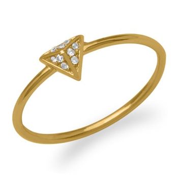 Anillo pirámide circonita 925 plata dorada
