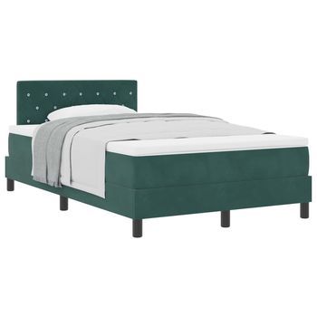 Cama Tipo Box Spring Verde Oscuro 120 X 200 Cm Terciopelo Vidaxl