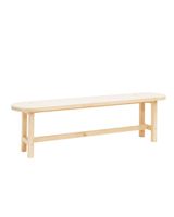 banco de madera maciza ovalado en tono natural de 160x45cm