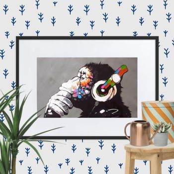 Cuadro Decorativo Con Paspartú Monkey Musci Negro / 61×91 Cm