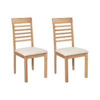 conjunto de 2 sillas de comedor tapizadas madera clara beige claro ortley