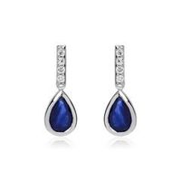 14 quilates pendientes de oro blanco con zafiros y diamantes