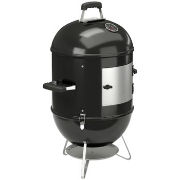 Outsunny Ahumador 3 en 1 con 3 Parrillas de Cocción, Termómetro Integrado, Ventilación Ajustable, 62,5x47,5x91cm, Negro   Aosom España