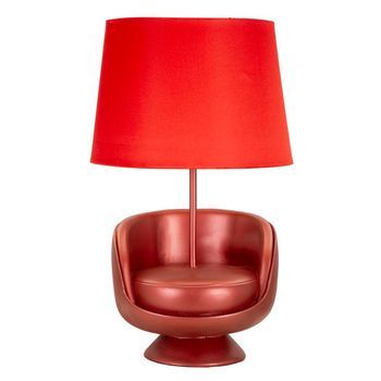 Lámpara De Mesa Sillón De Resina Roja Ø 26x43 Cm