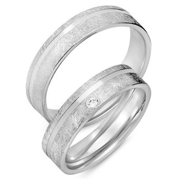 Alianzas 8 quilates oro blanco con diamante