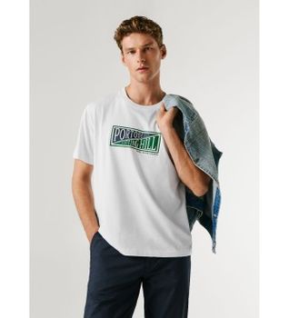Pepe Jeans para hombre. PM5010318 Camiseta George blanco (S), Casual, Algodón, Manga corta