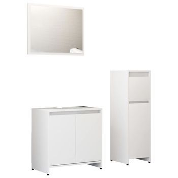 Juego De 3 Uds Muebles De Baño | Armario De Baño Madera Ingeniería Blanco