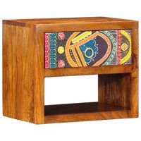 mesita de noche 40x35x35 cm madera maciza de acacia - marron