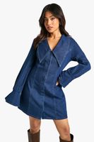 vestido petite recto vaquero con cuello azul