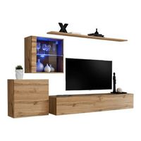 conjunto de muebles de salon mural switch xv de diseno color roble wotan
