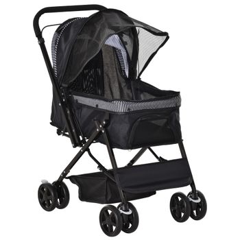 PawHut Carrito para perro mascotas plegable 4 ruedas EVA manillar ajustable cesta 76,5 x 52 x 95 cm