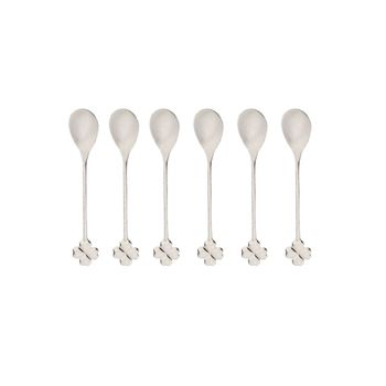 Cucharas plateadas trébol - lote de 6
