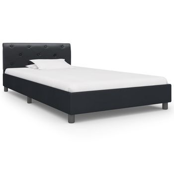 Cama Individual | Estructura De Cama De Cuero Sintético Negro 100x200 Cm Cfw78418