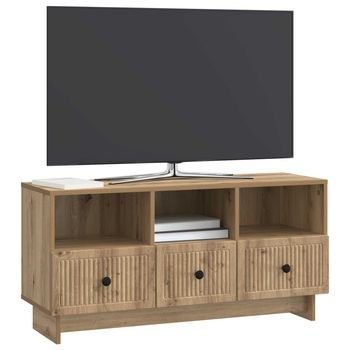 Mueble De Tv | Mueble De Salón | Gabinete De Tv Con Cajón Roble Artesanal 102 X 34,5 X 50 Cm