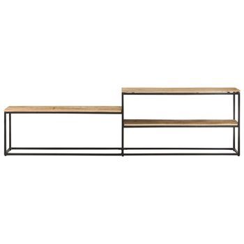 Mueble Tv | Mueble De Salón | Armario Tv De Madera Maciza De Mango Rugosa 180x30x50 Cm