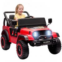 aiyaplay coche electrico para ninos de 3 anos 12 v con 2 motores mando a distancia usb musica y claxon 3-5 kmh rojo   aosom espana