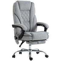 vinsetto silla de oficina de masaje y calefaccion altura ajustable respaldo reclinable mando a distancia reposapies retractil gris