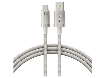 Cable USB a USB-C - Baseus TITANIUM ALLOY, Carga rápida, Tipo C, Alta resistencia, 100 cm, Universal, W, Dorado Galaxy