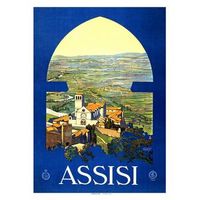 legendarte - cartel turistico vintage assisi - cuadro lienzo impresion digital cm 50x70