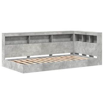 Cama Con Estantería Con Cabecera Gris Concreto 75 X 190 Cm