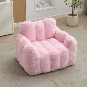 Sillón Puf Para Adultos Blanco, 90 × 105 × 75 Cm, Relleno De Espuma
