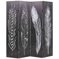biombo divisor plegable 160x170 cm plumas blanco y negro vidaxl