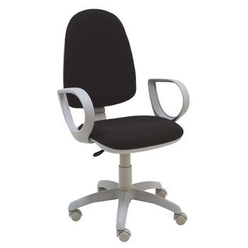 Silla De Escritorio Torino Gris Con Reposabrazos - Tapizado Negro