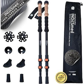 Bastones De Trekking Telescópicos 100% Fibra De Carbono | Todoterreno, 61-140cm | Indesmed, Naranja