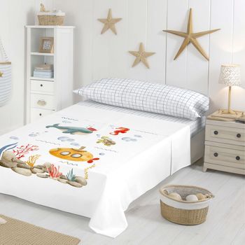 Juego De Sábanas Infantil 3 Piezas De 100% Algodón Cama 105 Cool Kids Submarine