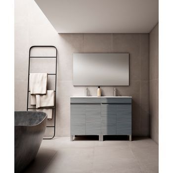 Mueble Stephanie 120 Cm 4p, Fresno Gris. Pack Mueble + Lavabo.