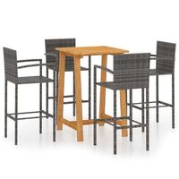 conjunto de bar para jardin 5 piezas  mueble de jardin gris