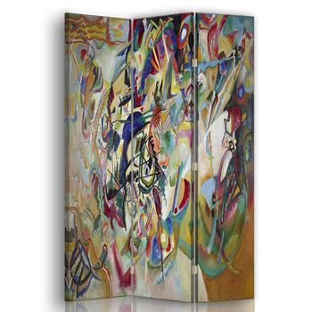 Legendarte - Biombo Composición Vii - Wassily Kandinsky - Separador De Ambientes Para Interiores Cm. 110x150 (3 Paneles)
