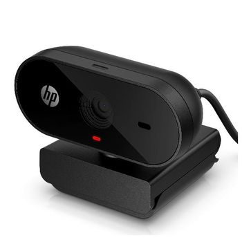 HP 320 Webcam FHD, Compatible con Chrome, Corrector Automático de Luz, Micrófono Integrado, Soporte con Clip Giratorio de 360º, Negro