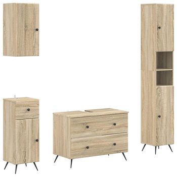Juego De Armarios De Baño De 4 Piezas Breda Roble Sonoma Vidaxl