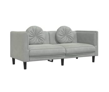 Sofá 2 plazas - sofá de salón con cojines terciopelo gris claro