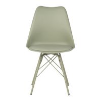 silla con asiento en polipropileno color menta y patas de metal