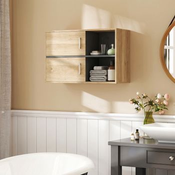 Armario De Baño De Pared De Mdf Homcom 80x35x57,5 Cm Natural