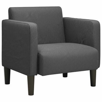 Sillón Con Reposabrazos Gris Oscuro 54 Cm Tejido De Pana Cfw546922