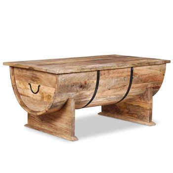 Mesa De Café - Mesa De Centro De Madera Maciza De Mango 88x50x40 Cm