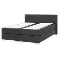 cama continental doble 160 x 200 cm tapizada en piel sintetica negra con colchon de muelles embolsados president