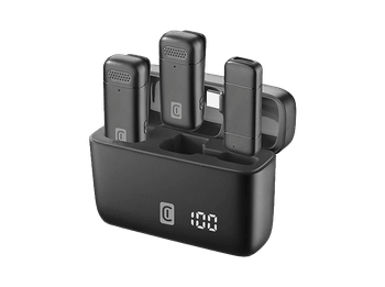 Micrófono - CellularLine Talk Pro Kit, Hasta 6h de autonomía, Cancelación Ruido, USB C, Universal, Negro