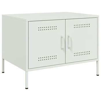 Mesa De Café - Mesa De Centro Acero Blanco 68x50x50,5 Cm
