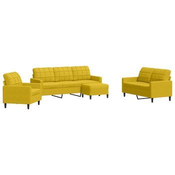 Juego De Sofás Con Cojines 4 Piezas Terciopelo Amarillo Vidaxl