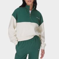 sweaty betty revive crop cotton-blend half-zip jumper - l-xxl