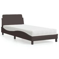 cama individual  cama para adultos  cama con colchon tela marron oscuro 80x200 cm cfw22350