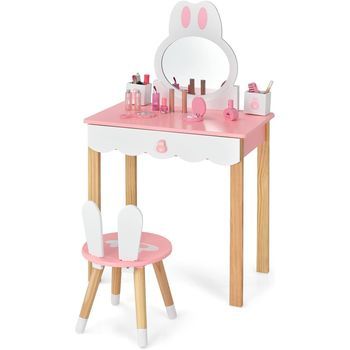 Set Mesa Tocador Y Silla Para Niños Costway 60 X 34 X 103 Cm