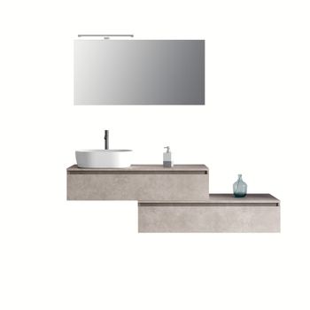 Mueble de baño de 5 piezas en melamina color beige piedra